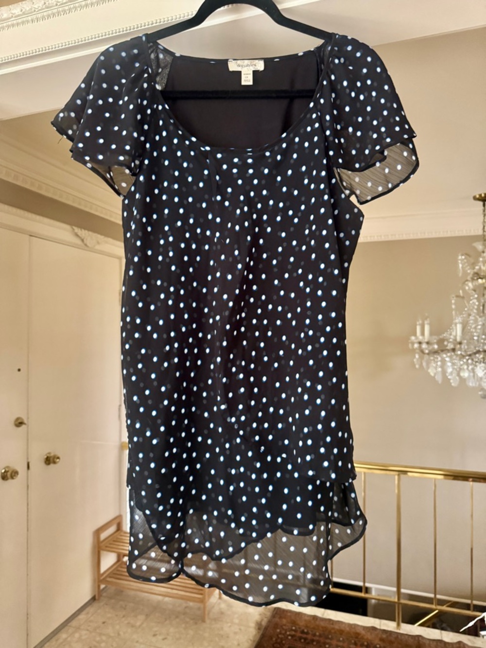 dressbarn Black Top with Blue Accents